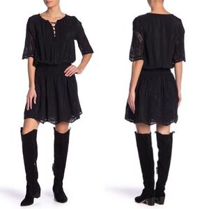 Scotch & Soda Embroidered Eyelet Dress in Black Size XS Bohemian Quiet Luxury